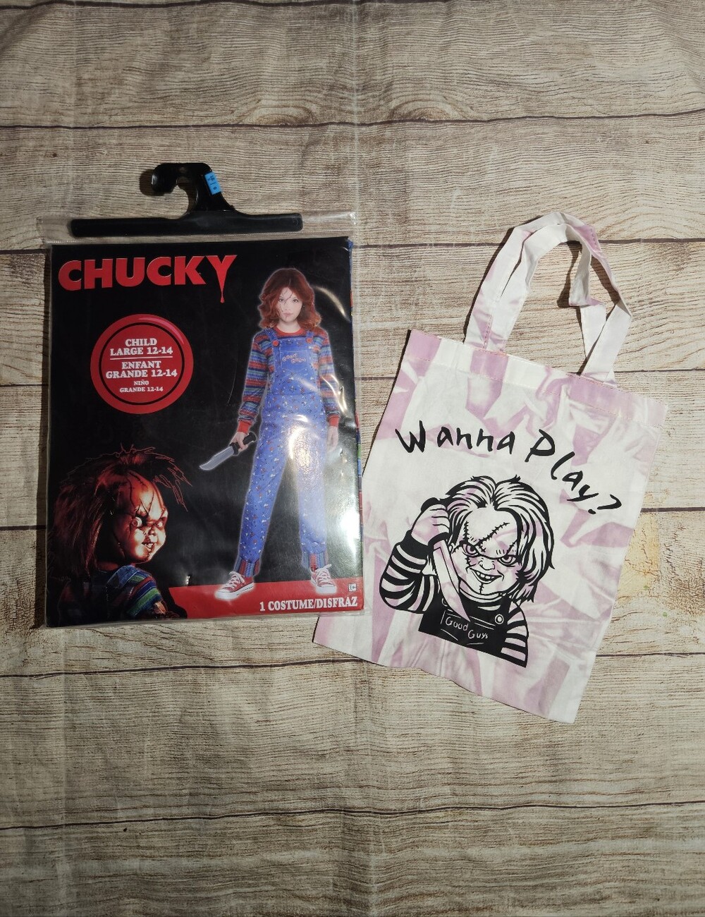 Childs play chucky child's large halloween costume and trick or treat tote bag